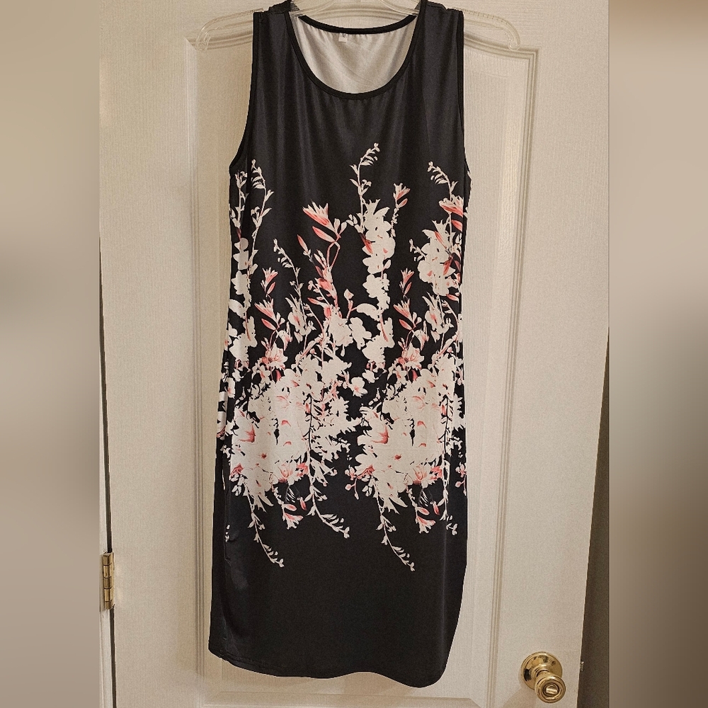 Floral Black Sleeveless Dress